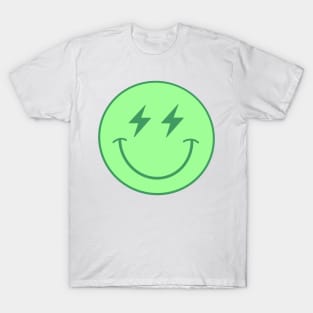 green lightning bolt smiley face T-Shirt